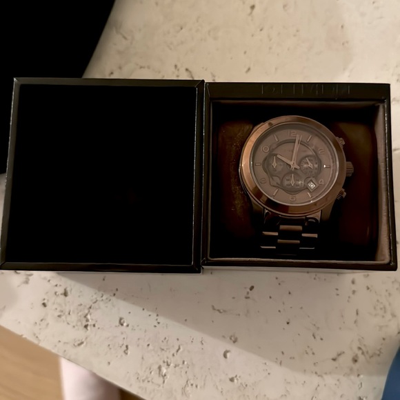 Michael Kors Unisex Runway Chronograph Espresso Stainless Steel Watch 45mm - Picture 1 of 5